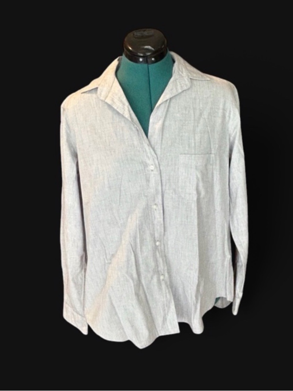 Grayson Light Grey Long Sleeve Button Up, Women size 3 / medium